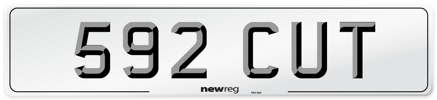 592 CUT Number Plate from New Reg